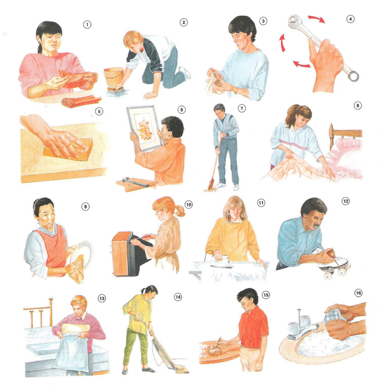 Housework and Repair verbs - English book